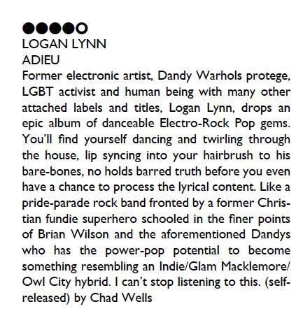 Logan Lynn ADIEU Review in Ghettoblaster Magazine (2017)